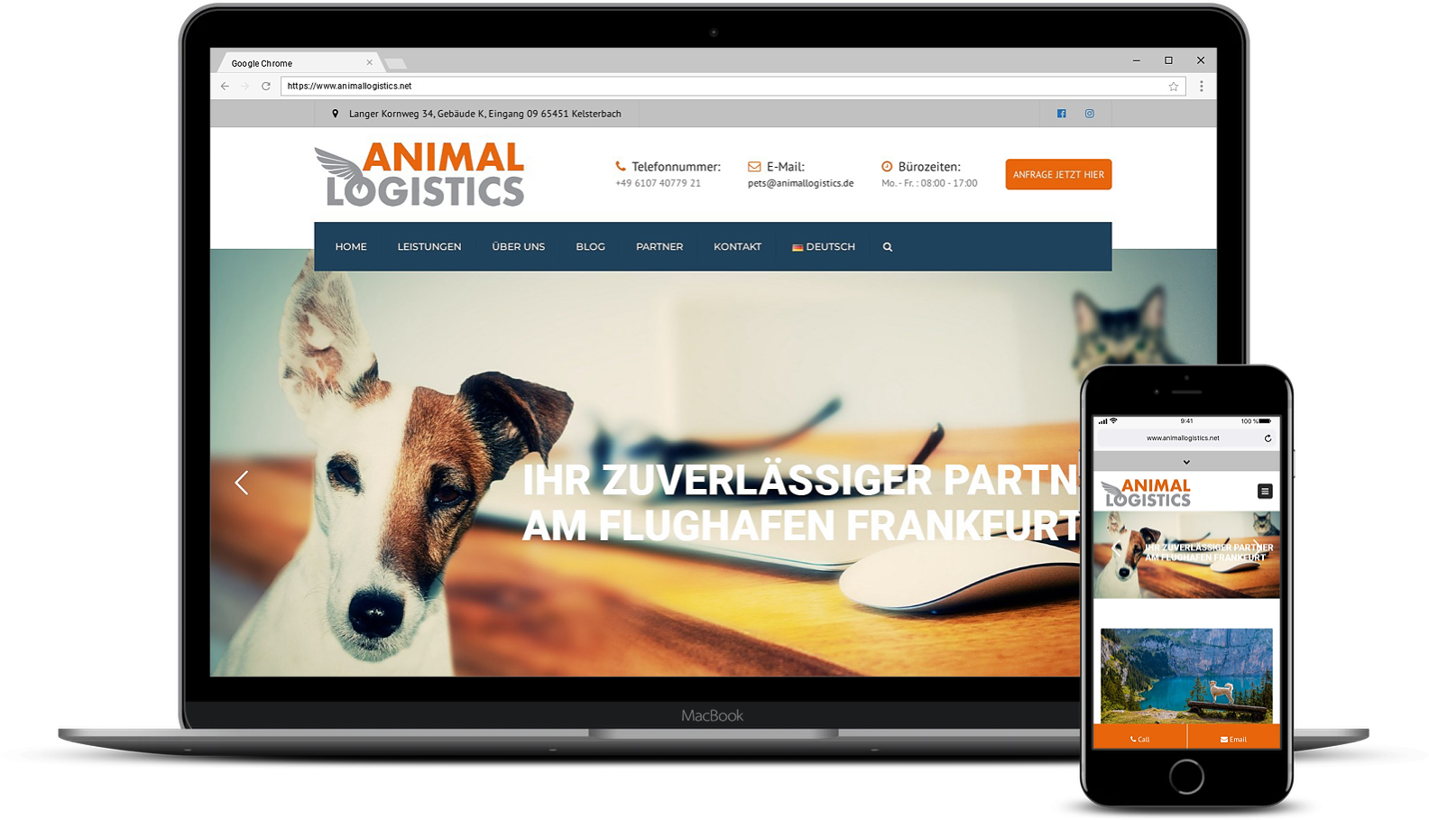 Webdesign für Webseite von Animallogistics